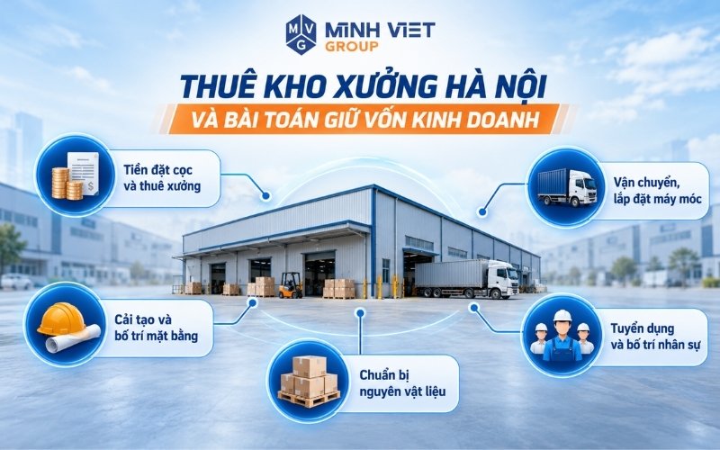 5 nhóm chi phí cần dự trù khi thuê kho xưởng sản xuất.
